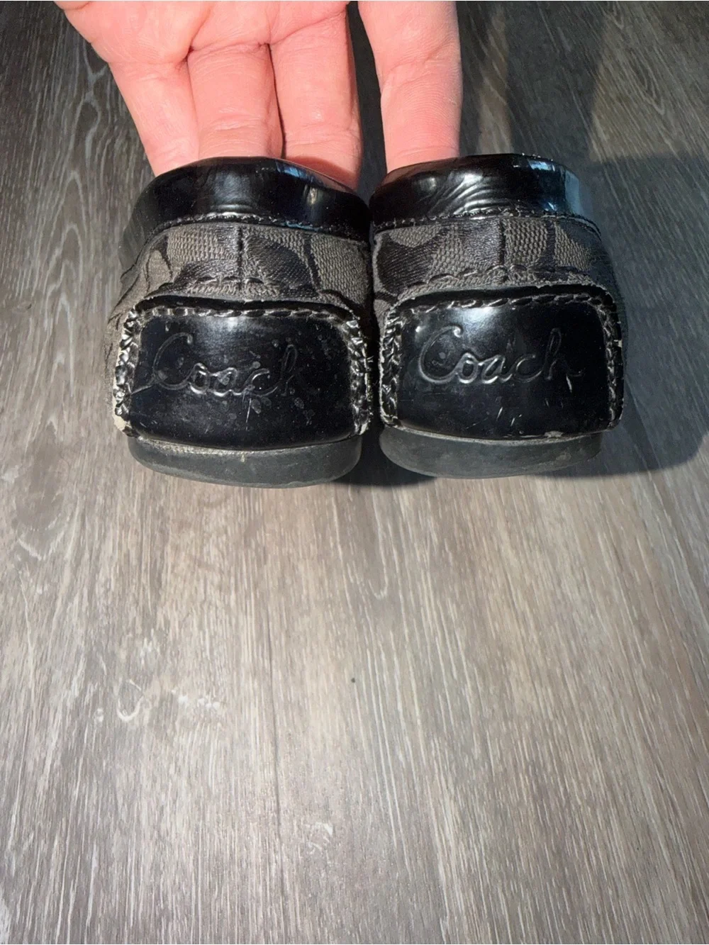 Rare early 2000s Vintage Coach Frida black signature logo print canvas loafers
